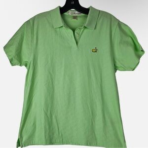 Magnolia Lane Green Masters Augusta Womens Polo Shirt L Cotton Short Golf Tee